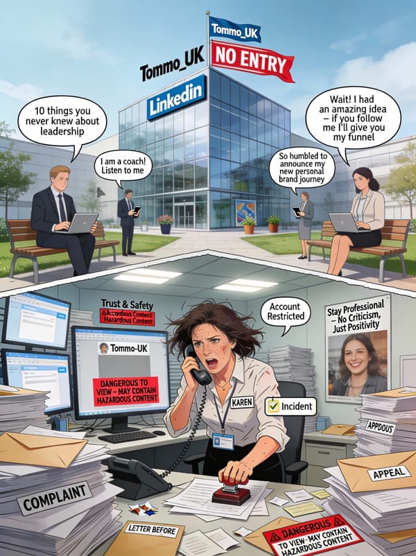 UPDATED: LinkedIn Bans Apple Analyst of 25 years, Tommo_UK, for Writing About LinkedIn’s Enshittification. QED, I’d say.