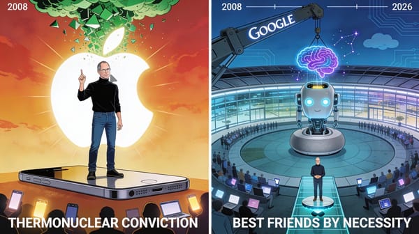Apple’s Culture Inversion: 2008 “Thermonuclear war” with Google, to 2026 “Best Friends.” Conviction Vs Iterative Convenience.